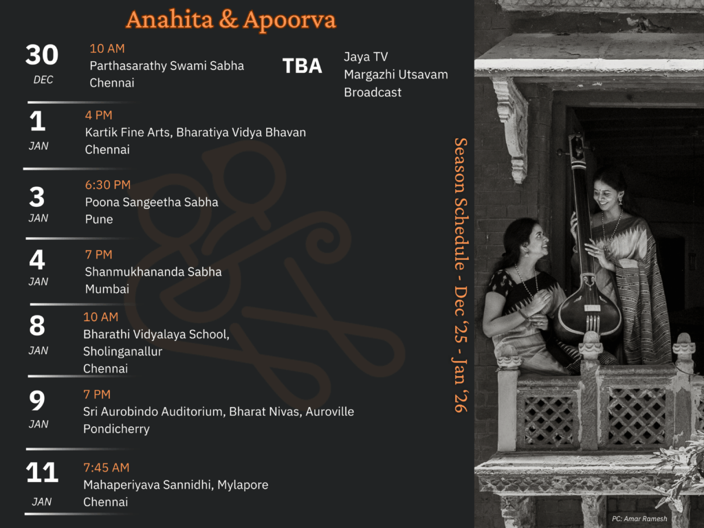 Page 2 of Anahita & Apoorva's December - January Music Season Schedule